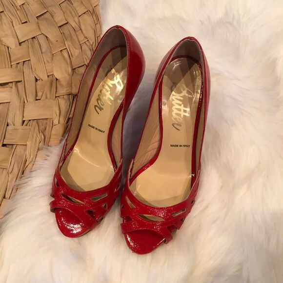 Butter London red patent leather peep toe 9 - Picture 1 of 6